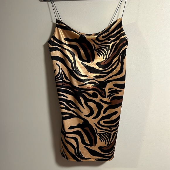 ZARA Animal Print Satin Slip Dress - Picture 4 of 6